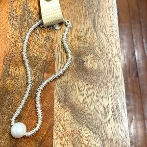 Metal and glass faux pearl choker  - NWT